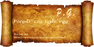 Porpáczy György névjegykártya